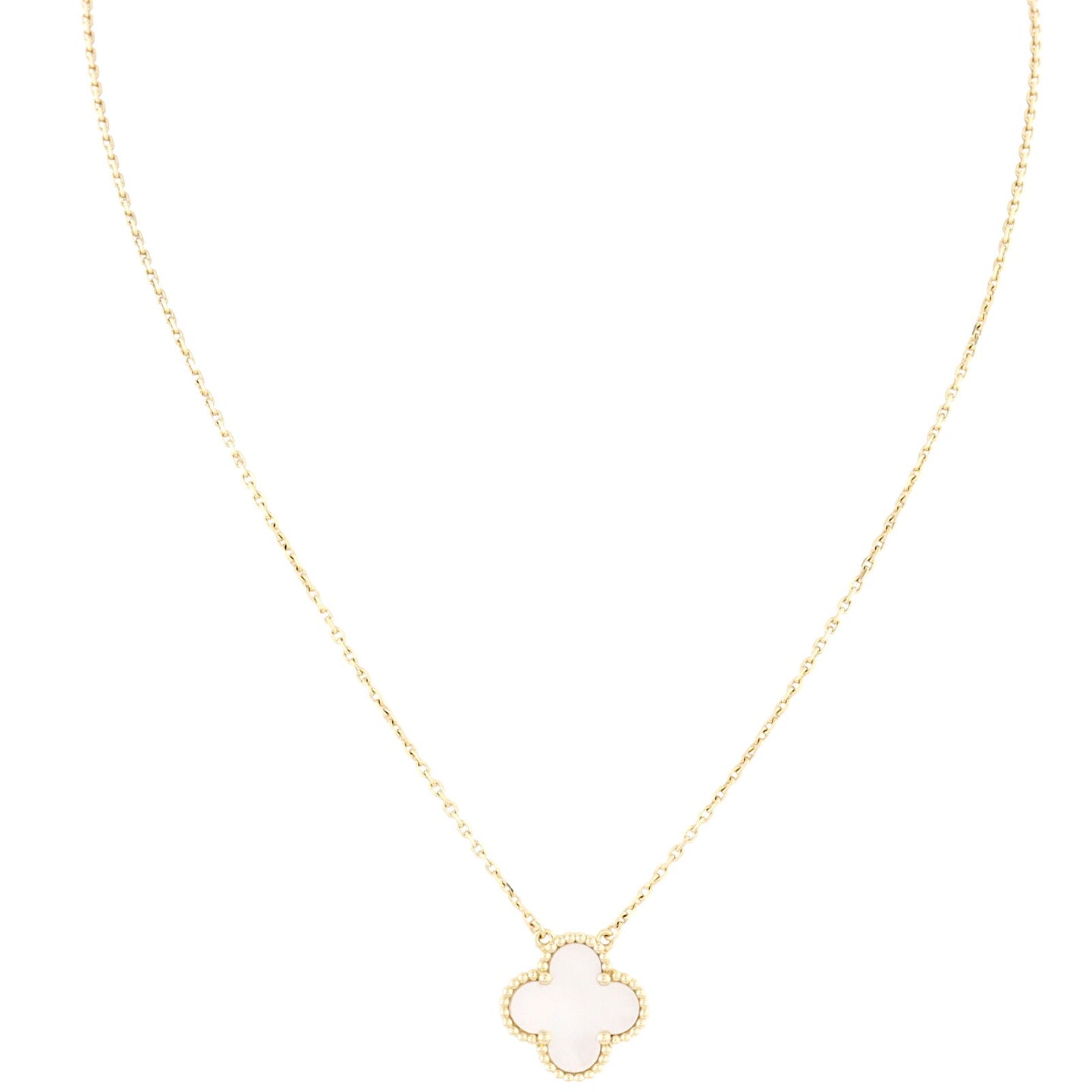 Van Cleef & Arpels Vintage Alhambra Mother of Pearl 18k Yellow Gold Necklace