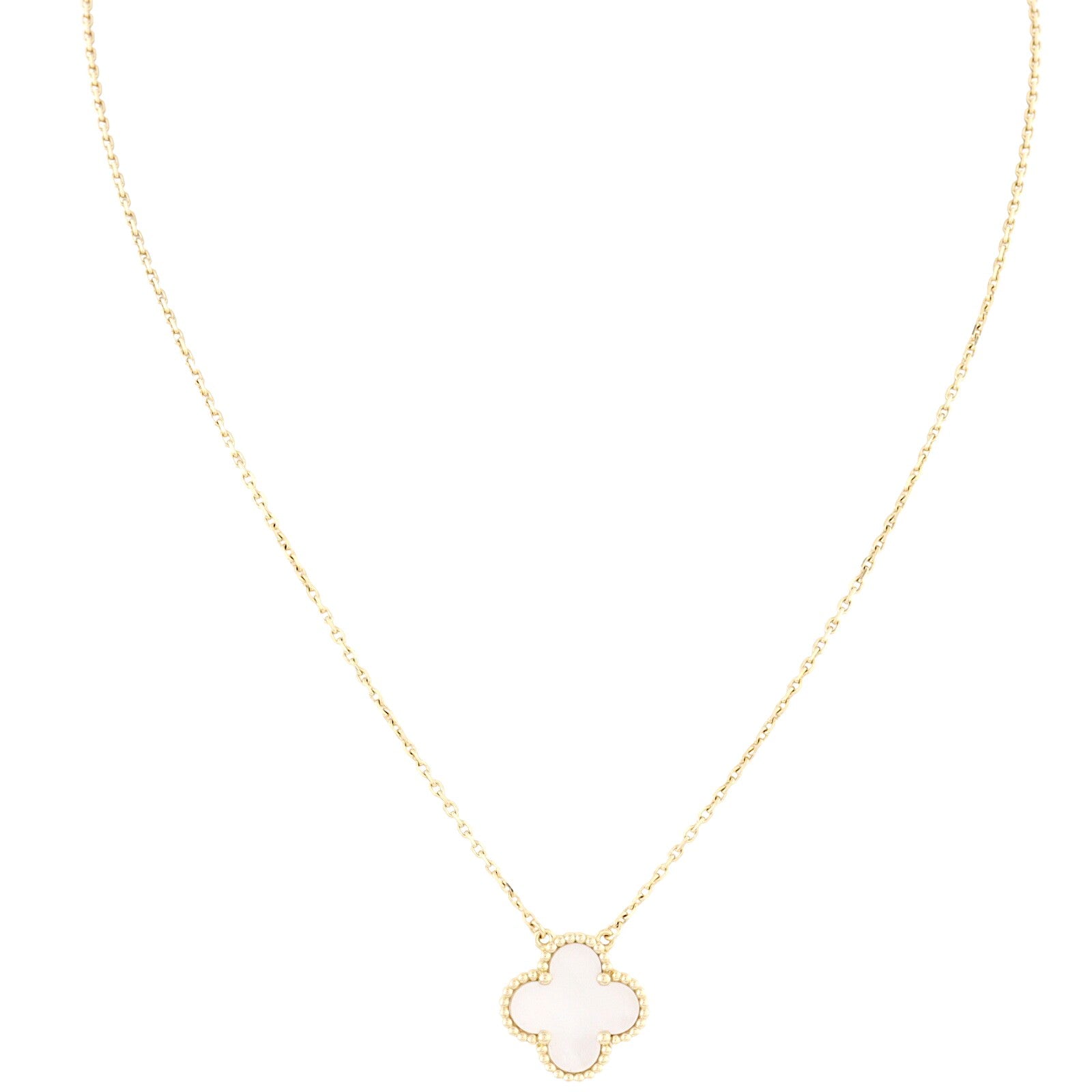 Van Cleef & Arpels Vintage Alhambra Mother of Pearl 18k Yellow Gold Necklace