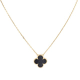 Van Cleef & Arpels Vintage Alhambra Onyx 18k Yellow Gold Pendant Necklace