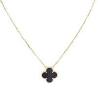 Van Cleef & Arpels Vintage Alhambra Onyx 18k Yellow Gold Pendant Necklace