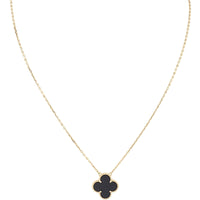 Van Cleef & Arpels Vintage Alhambra Onyx 18k Yellow Gold Pendant Necklace