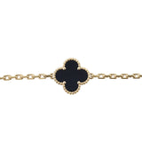 Van Cleef & Arpels Vintage Alhambra 5 Motif Onyx 18k Yellow Gold Bracelet