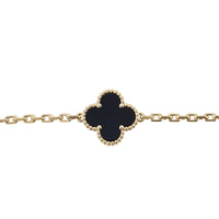 Van Cleef & Arpels Vintage Alhambra 5 Motif Onyx 18k Yellow Gold Bracelet