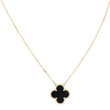 Van Cleef & Arpels Vintage Alhambra Onyx 18k Yellow Gold Pendant Necklace