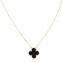 Van Cleef & Arpels Vintage Alhambra Onyx 18k Yellow Gold Pendant Necklace