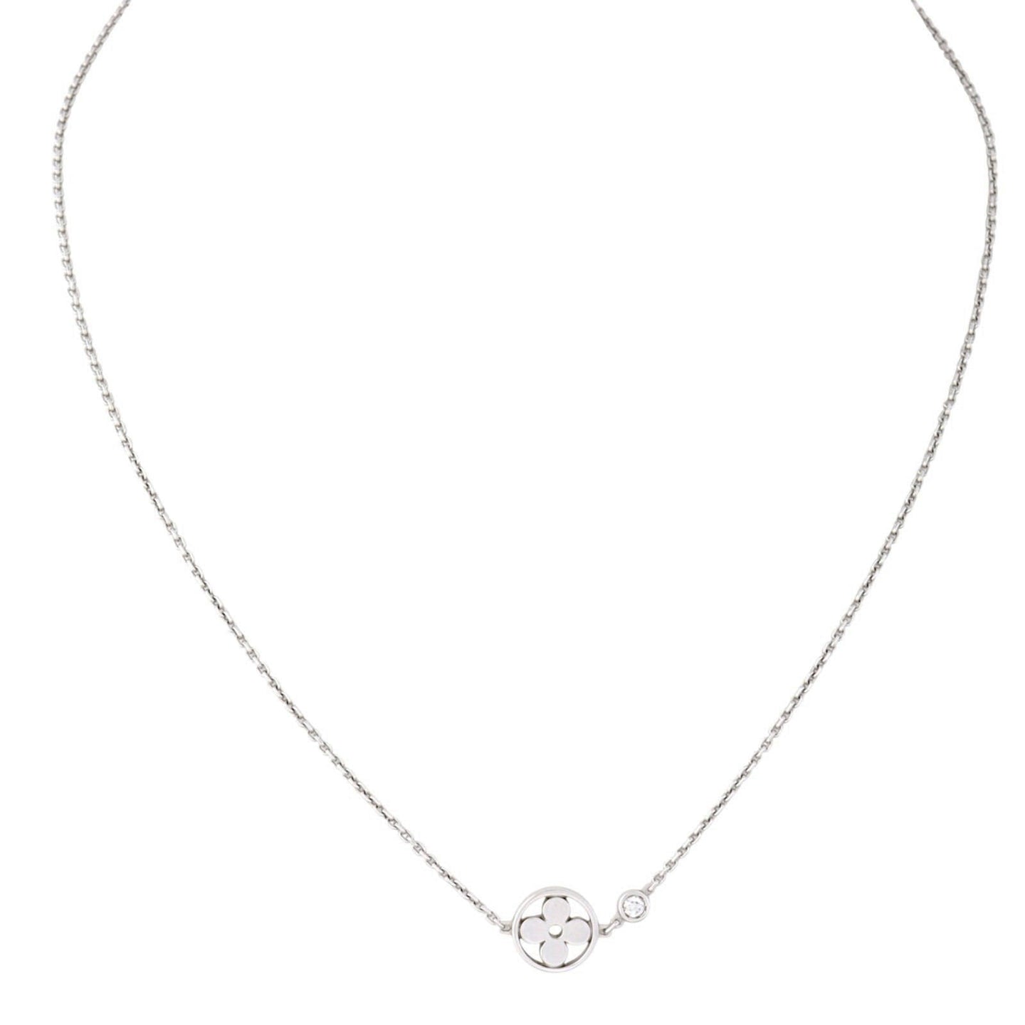 Louis Vuitton Idylle Blossom Diamond 18k White Gold Pendant Necklace
