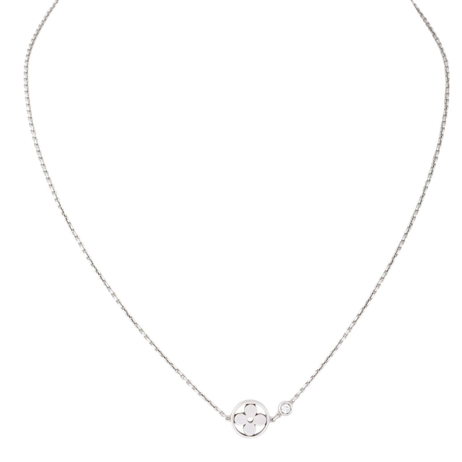 Louis Vuitton Idylle Blossom Diamond 18k White Gold Pendant Necklace