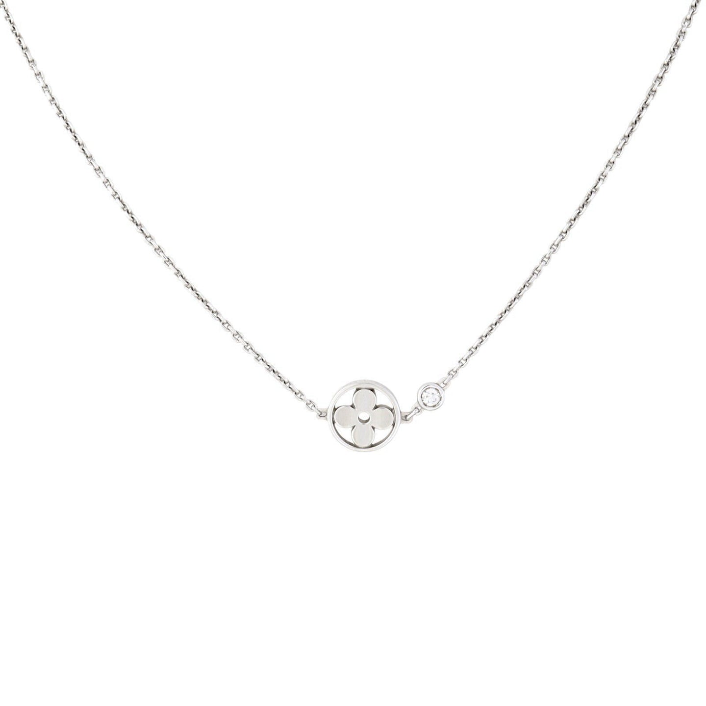 Louis Vuitton Idylle Blossom Diamond 18k White Gold Pendant Necklace
