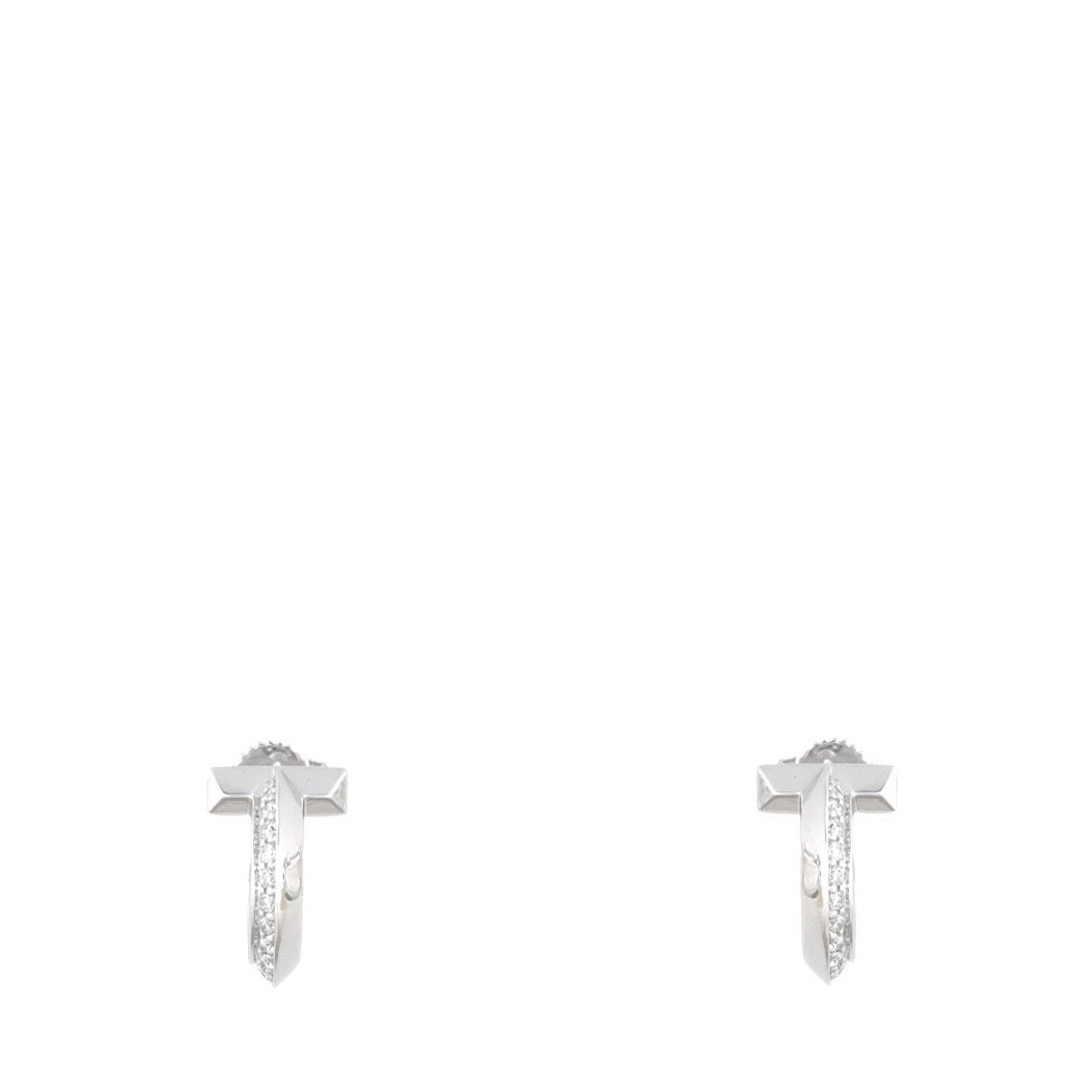 Tiffany & Co T1 Diamond 18k White Gold Hoop Earrings