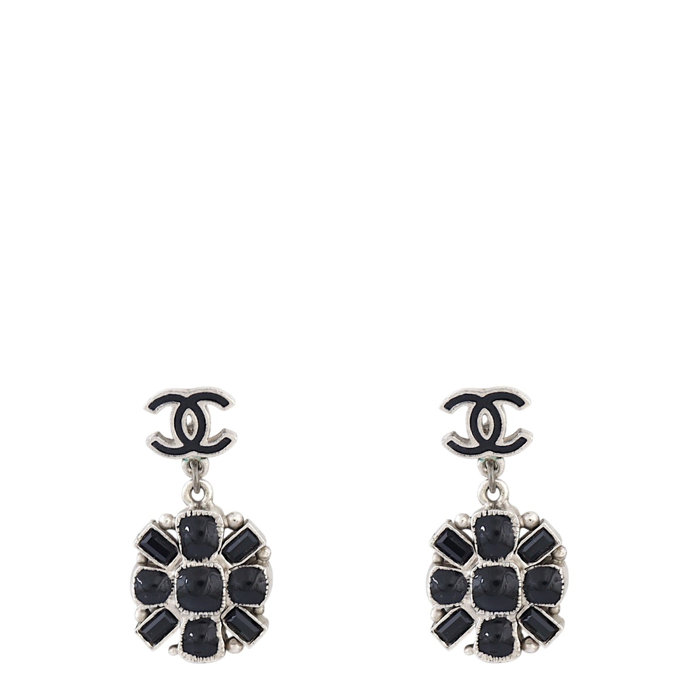 Chanel CC Enamel Drop Earrings