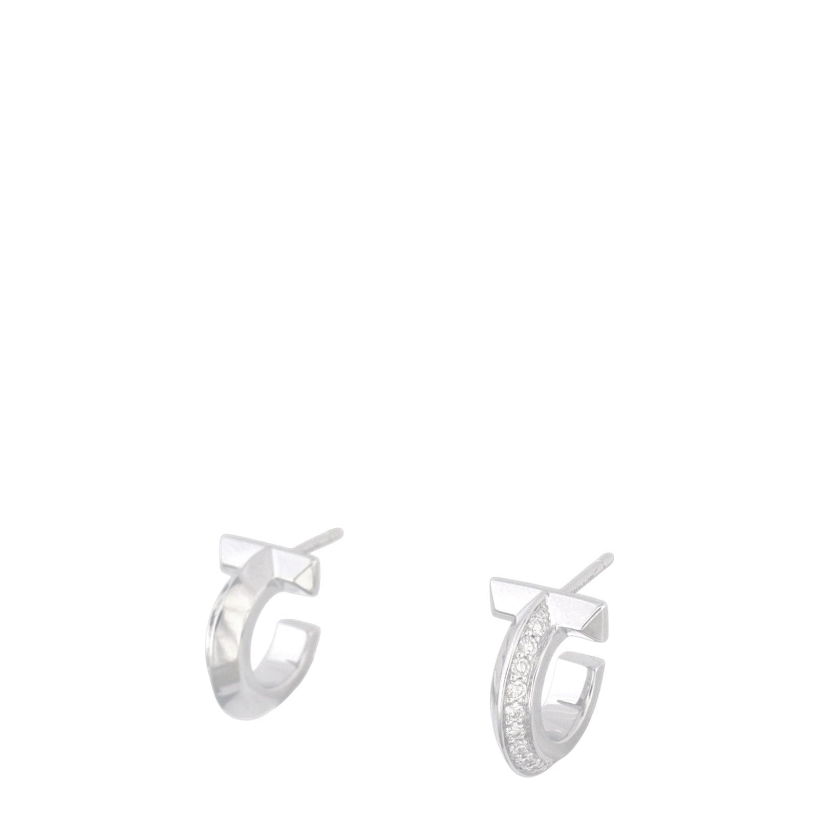Tiffany & Co T1 Diamond 18k White Gold Hoop Earrings