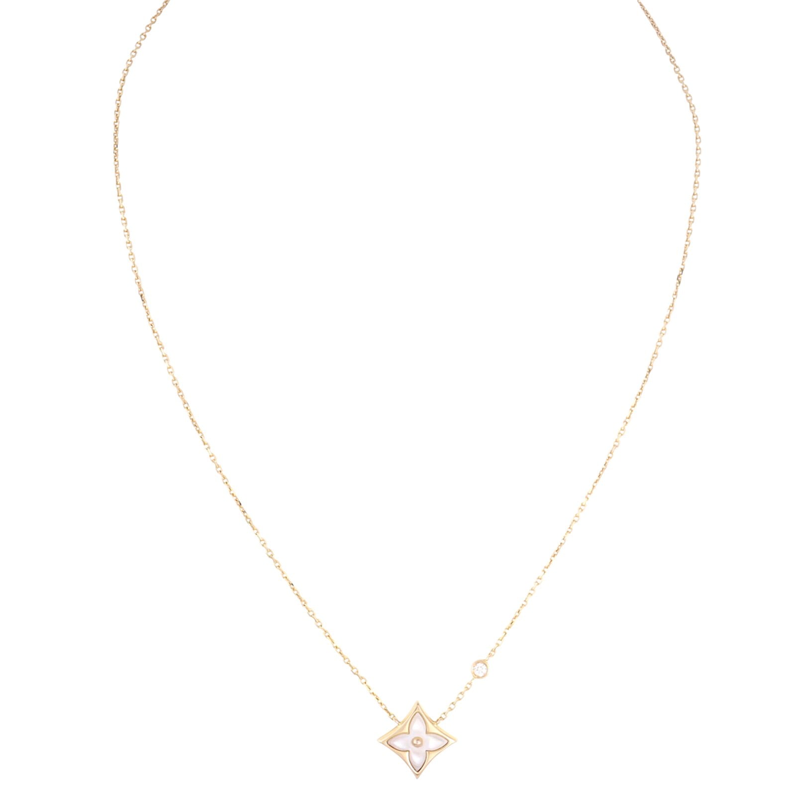 Louis Vuitton Color Blossom BB Star Diamond Mother of Pearl 18k Rose Gold Pendant Necklace_IMG_4313.jpg