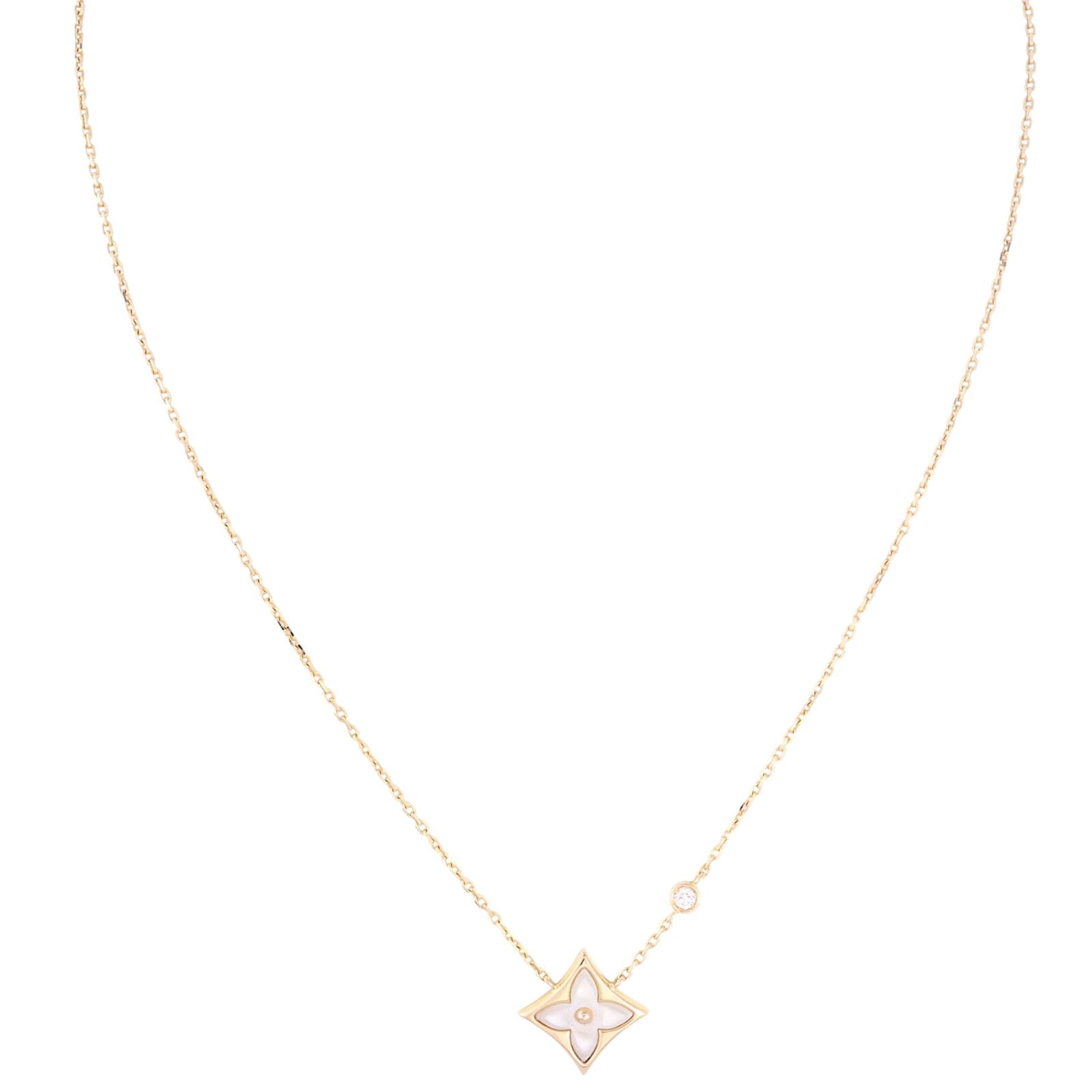 Louis Vuitton Color Blossom BB Star Diamond Mother of Pearl 18k Rose Gold Pendant Necklace_IMG_4319.jpg