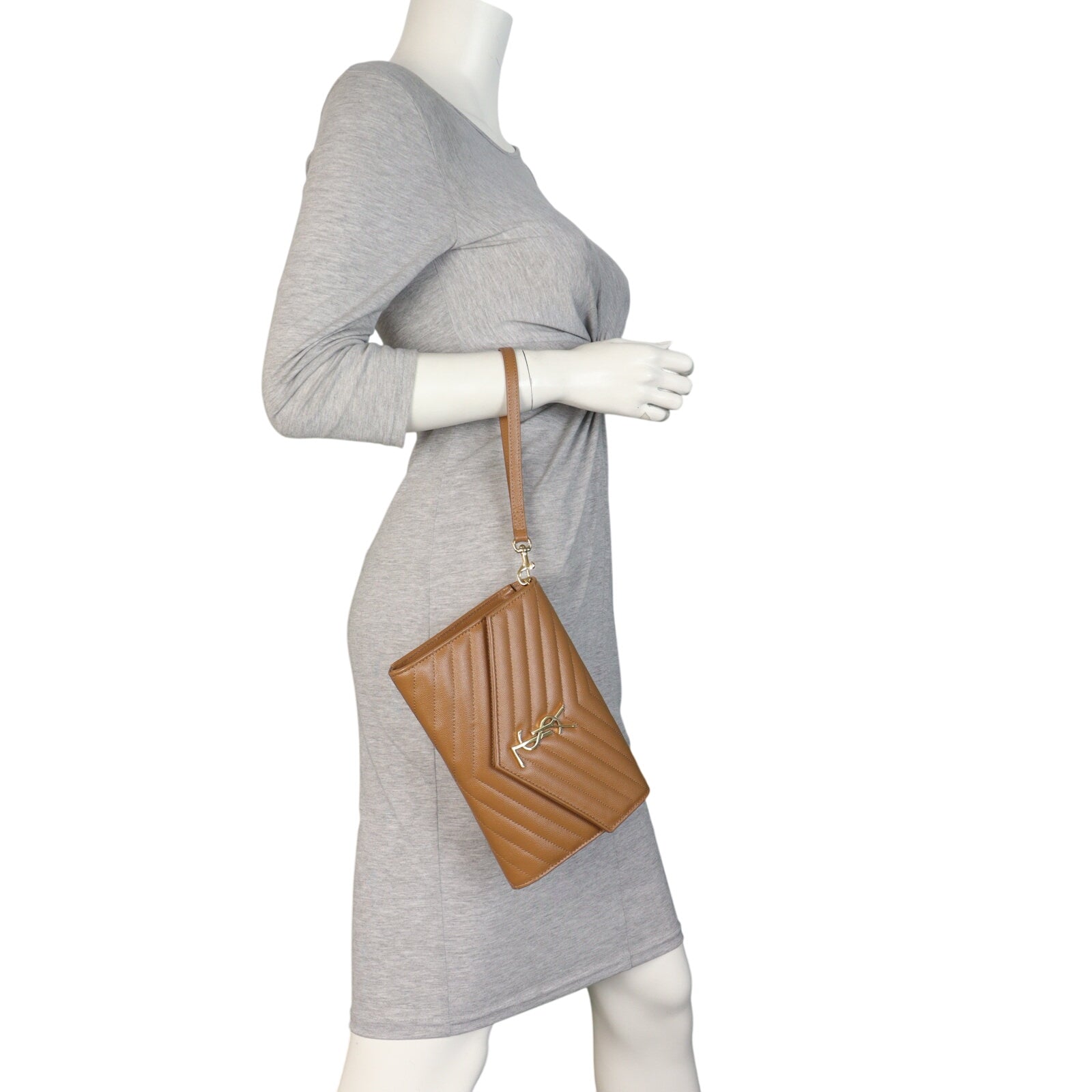 Saint Laurent Cassandre Flap Wristlet Pouch (brown)_IMG_8805.jpeg
