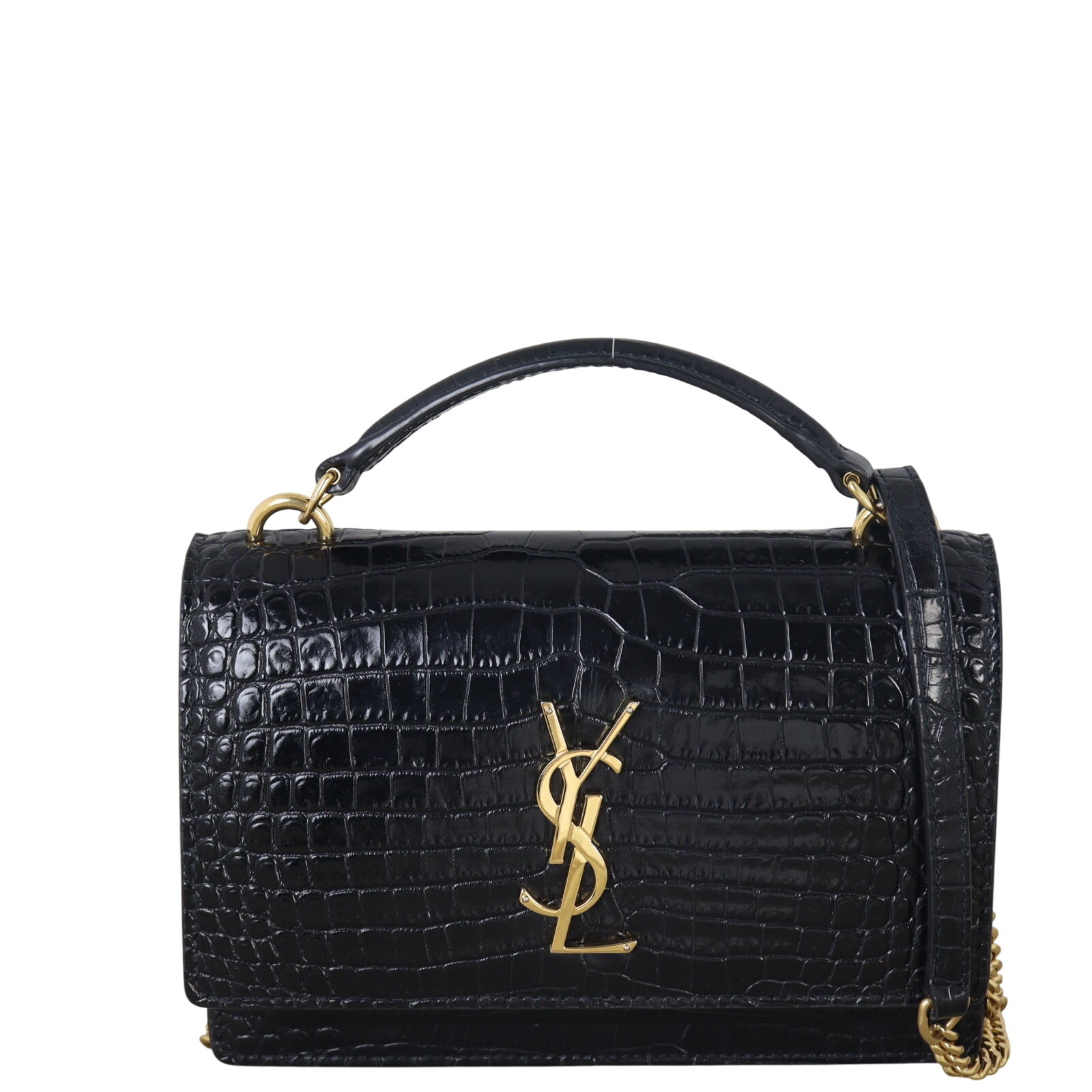 Saint Laurent Sunset Chain Wallet Croc Embossed (black)_IMG_7982.jpeg