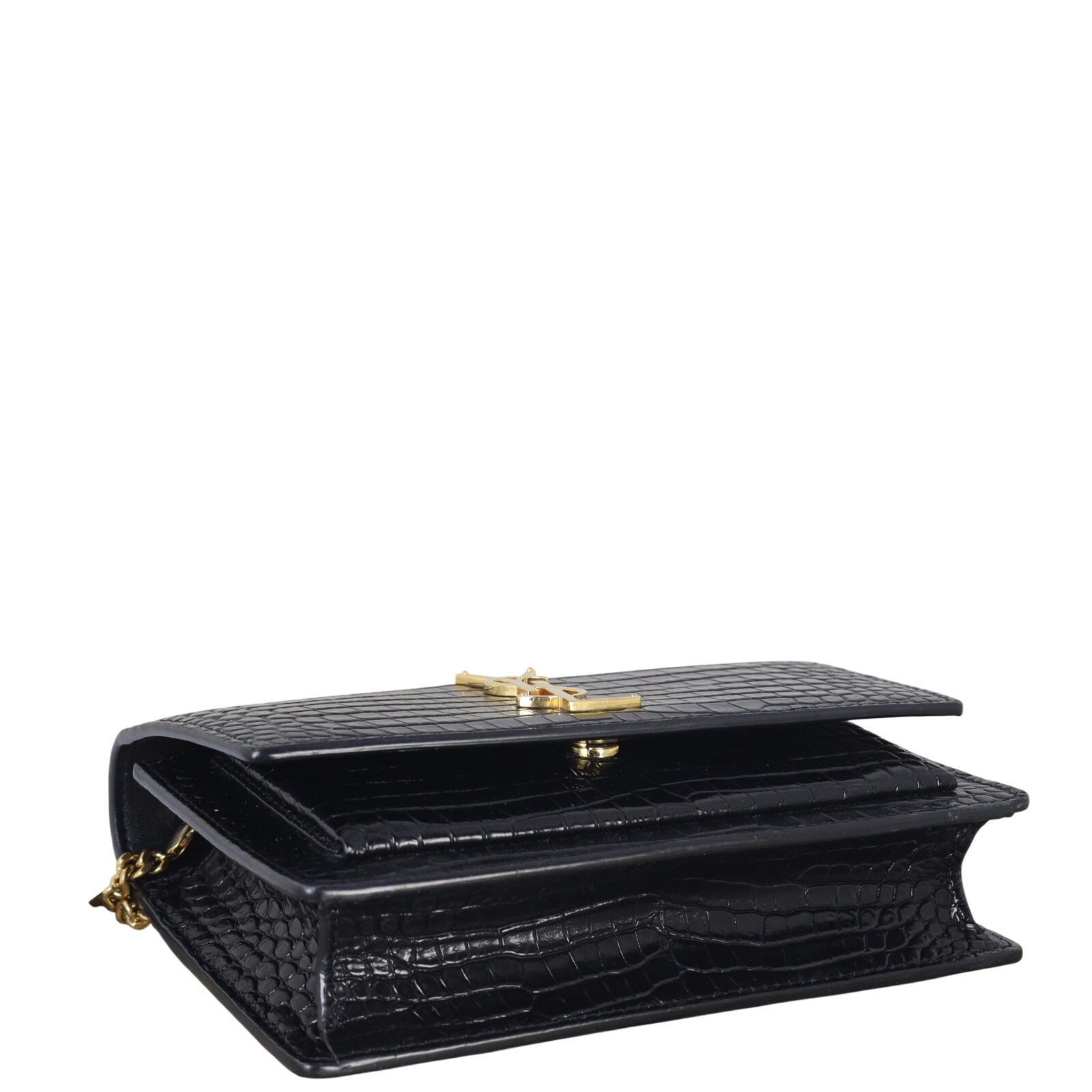 Saint Laurent Sunset Chain Wallet Croc Embossed (black)_IMG_7985.jpeg