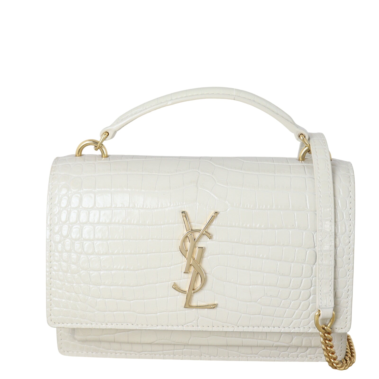 Saint Laurent Sunset Chain Wallet Croc Embossed (white)_IMG_7993.jpeg