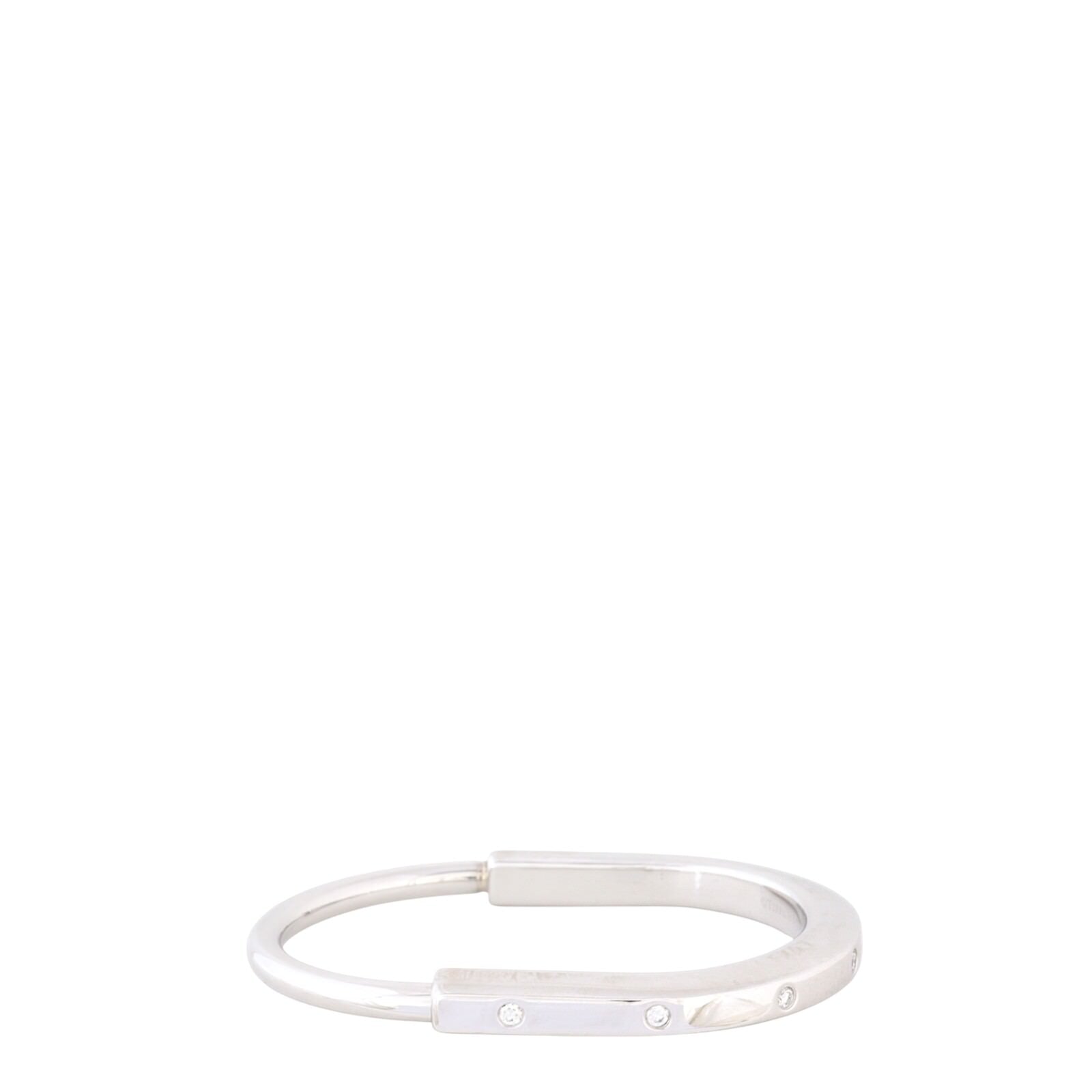 Tiffany & Co Lock Diamond Accents 18k White Gold Bangle_IMG_7700.jpg