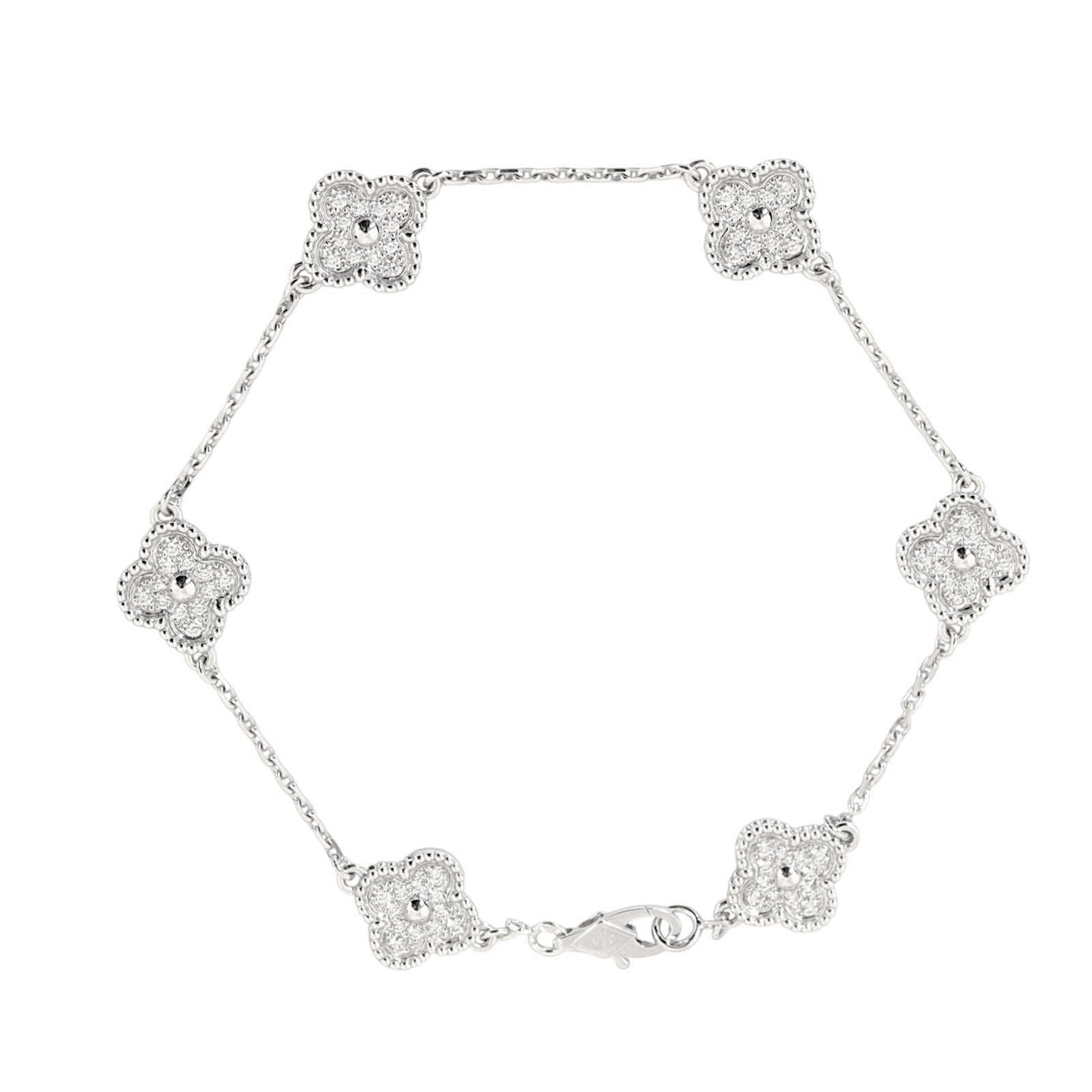 Van Cleef & Arpels Sweet Alhambra 6 Motif Diamond 18k White Gold Bracelet