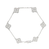 Van Cleef & Arpels Sweet Alhambra 6 Motif Diamond 18k White Gold Bracelet