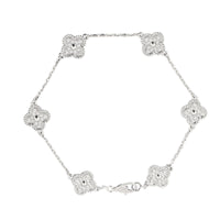 Van Cleef & Arpels Sweet Alhambra 6 Motif Diamond 18k White Gold Bracelet