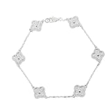 Van Cleef & Arpels Sweet Alhambra 6 Motif Diamond 18k White Gold Bracelet