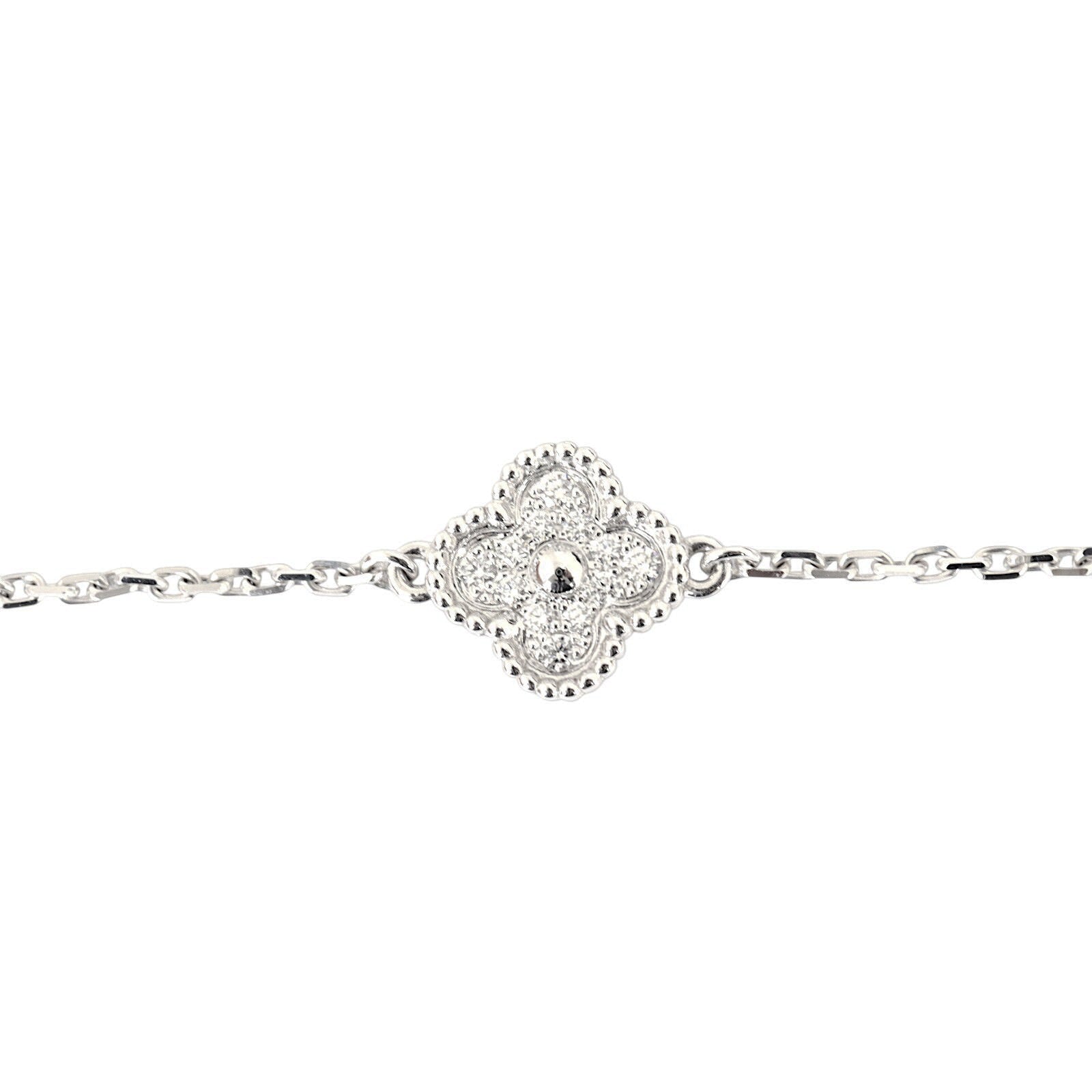Van Cleef & Arpels Sweet Alhambra 6 Motif Diamond 18k White Gold Bracelet