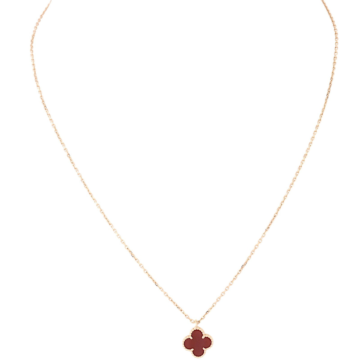 Van Cleef & Arpels Sweet Alhambra Carnelian 18k Rose Gold Necklace_IMG_2454.jpg