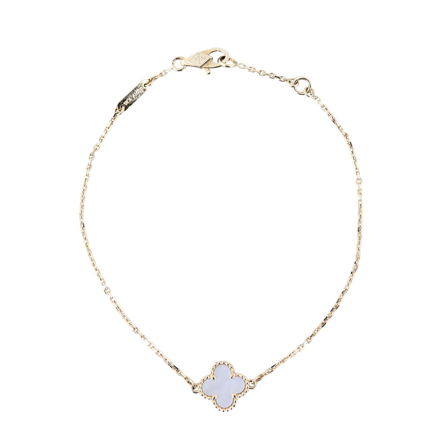 Van Cleef & Arpels Sweet Alhambra Mother of Pearl 18k Yellow Gold Bracelet_IMG_3363.jpg