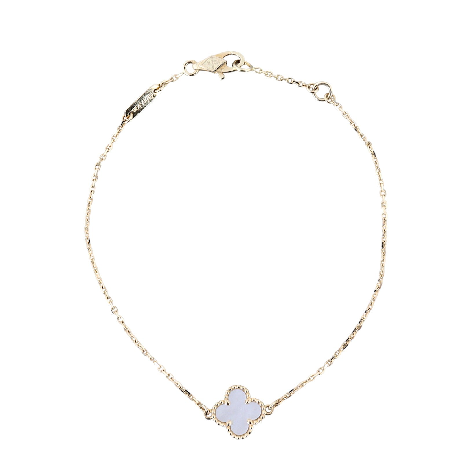 Van Cleef & Arpels Sweet Alhambra Mother of Pearl 18k Yellow Gold Bracelet_IMG_3363.jpg