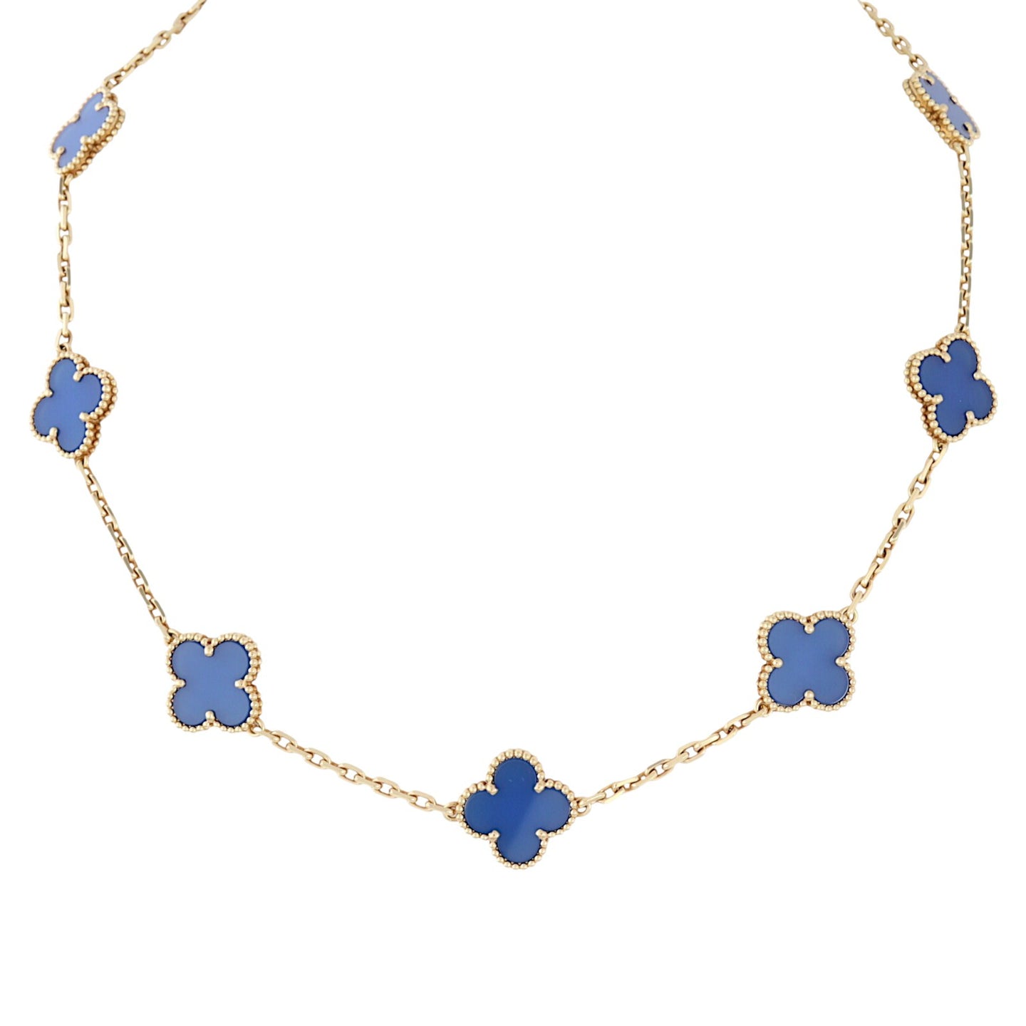 Van Cleef & Arpels Vintage Alhambra 10 Motif Agate 18k Yellow Necklace_IMG_5969.jpg
