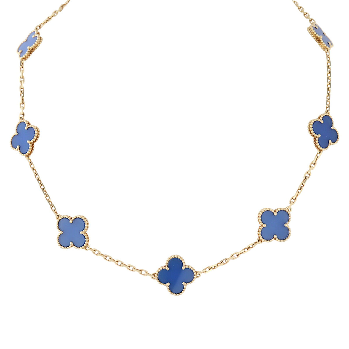 Van Cleef & Arpels Vintage Alhambra 10 Motif Agate 18k Yellow Necklace_IMG_5969.jpg