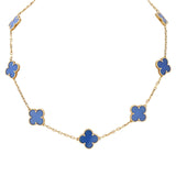 Van Cleef & Arpels Vintage Alhambra 10 Motif Agate 18k Yellow Necklace