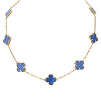 Van Cleef & Arpels Vintage Alhambra 10 Motif Agate 18k Yellow Necklace