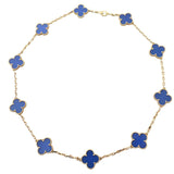 Van Cleef & Arpels Vintage Alhambra 10 Motif Agate 18k Yellow Necklace