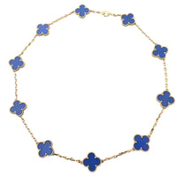 Van Cleef & Arpels Vintage Alhambra 10 Motif Agate 18k Yellow Necklace