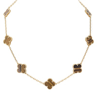 Van Cleef & Arpels Vintage Alhambra 10 Motif Tiger Eye 18k Yellow Necklace_IMG_5501.jpg