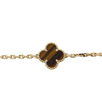 Van Cleef & Arpels Vintage Alhambra 10 Motif Tiger Eye 18k Yellow Necklace