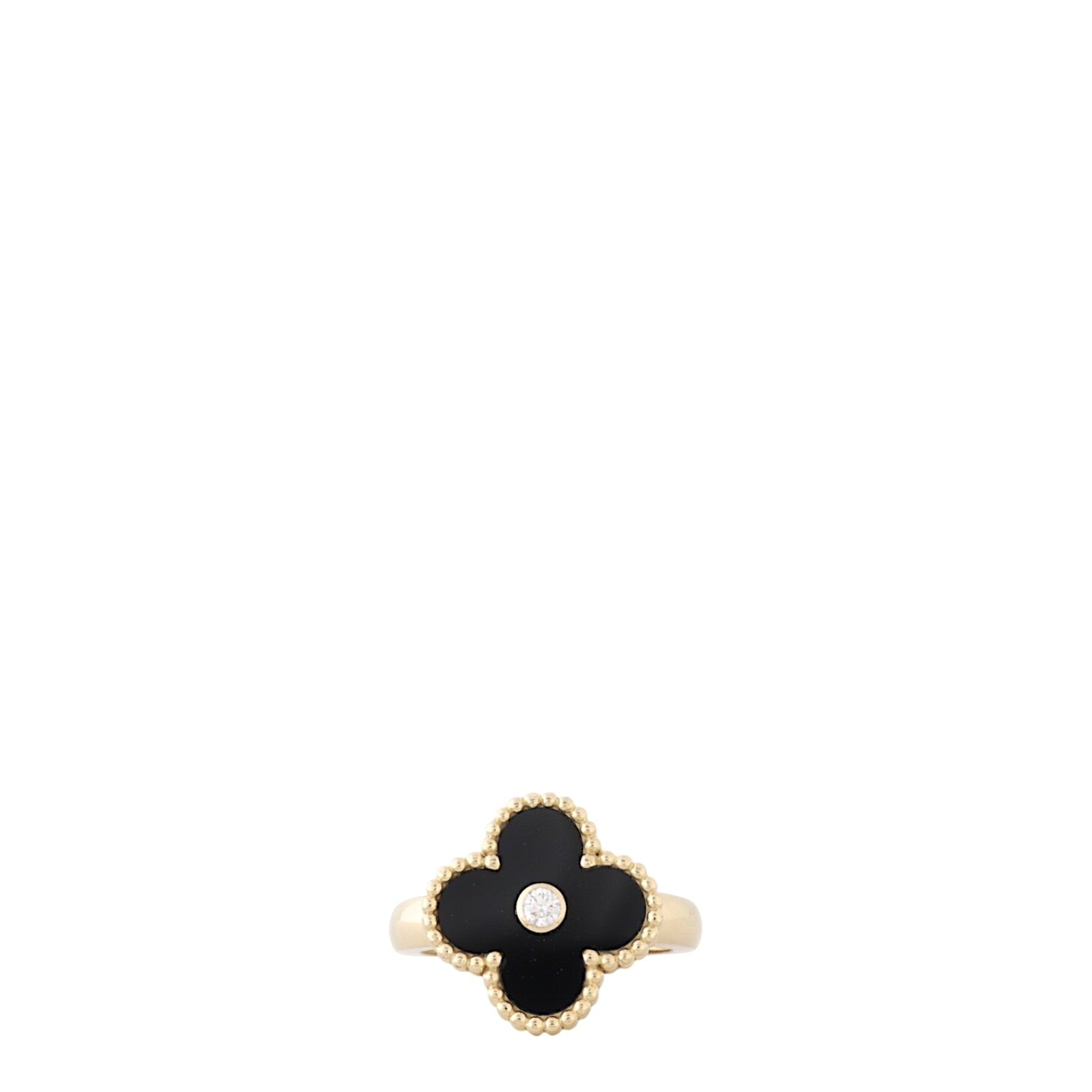 Van Cleef & Arpels Vintage Alhambra Diamond Onyx 18k Yellow Gold Ring_IMG_6103.jpg