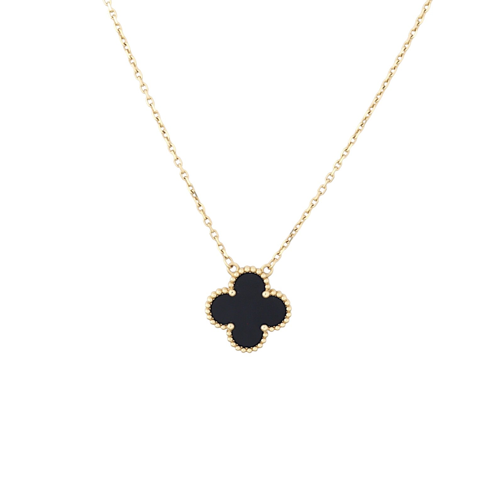 Van Cleef & Arpels Vintage Alhambra Onyx 18k Yellow Gold Pendant Necklace_IMG_2696.jpg