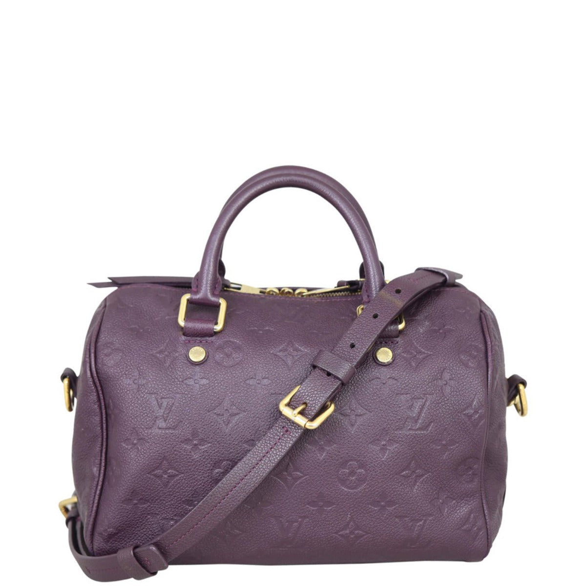 Louis Vuitton Speedy 25 Bandouliere Monogram Empreinte Front with Strap
