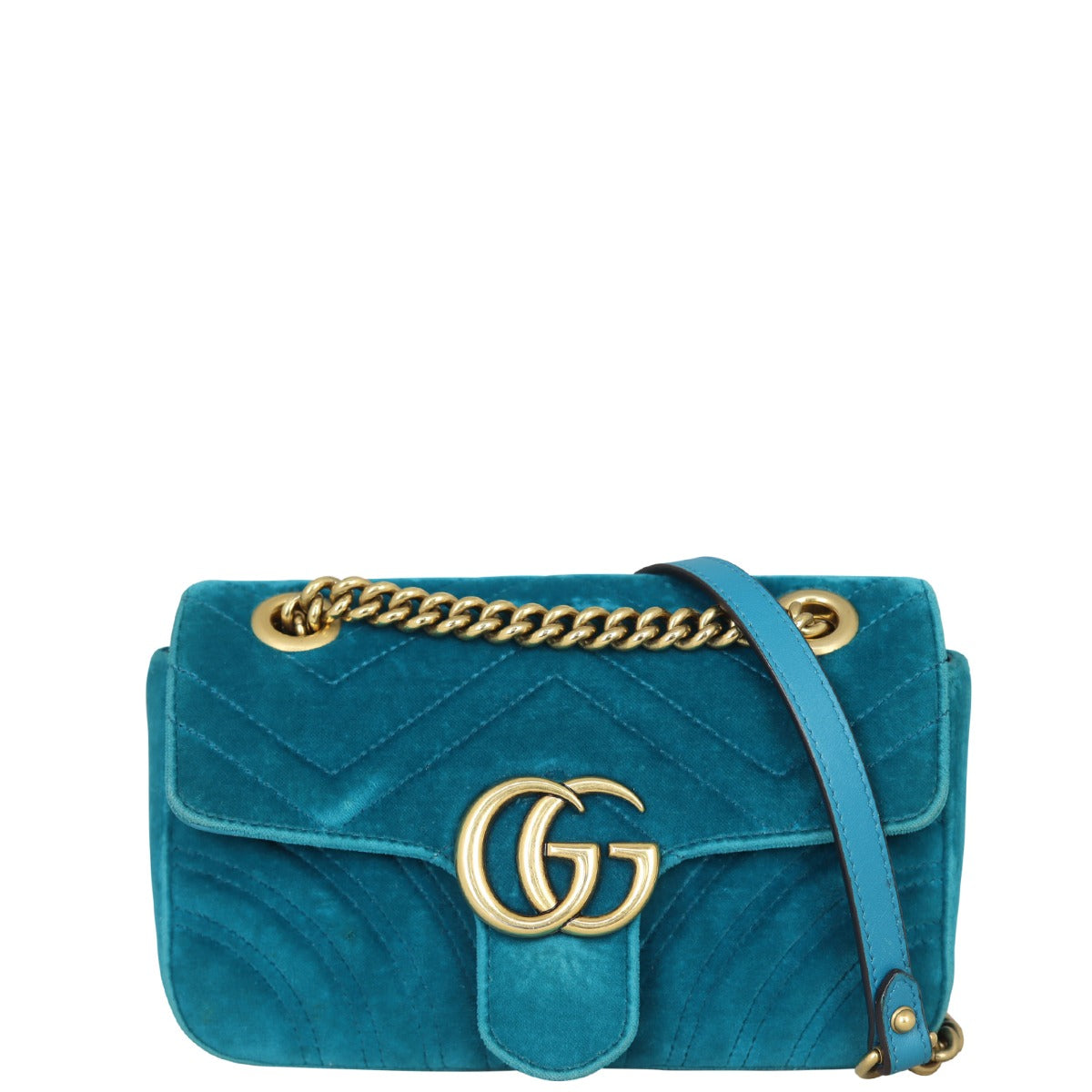 Gucci GG Marmont Velvet Mini Shoulder Bag Front
