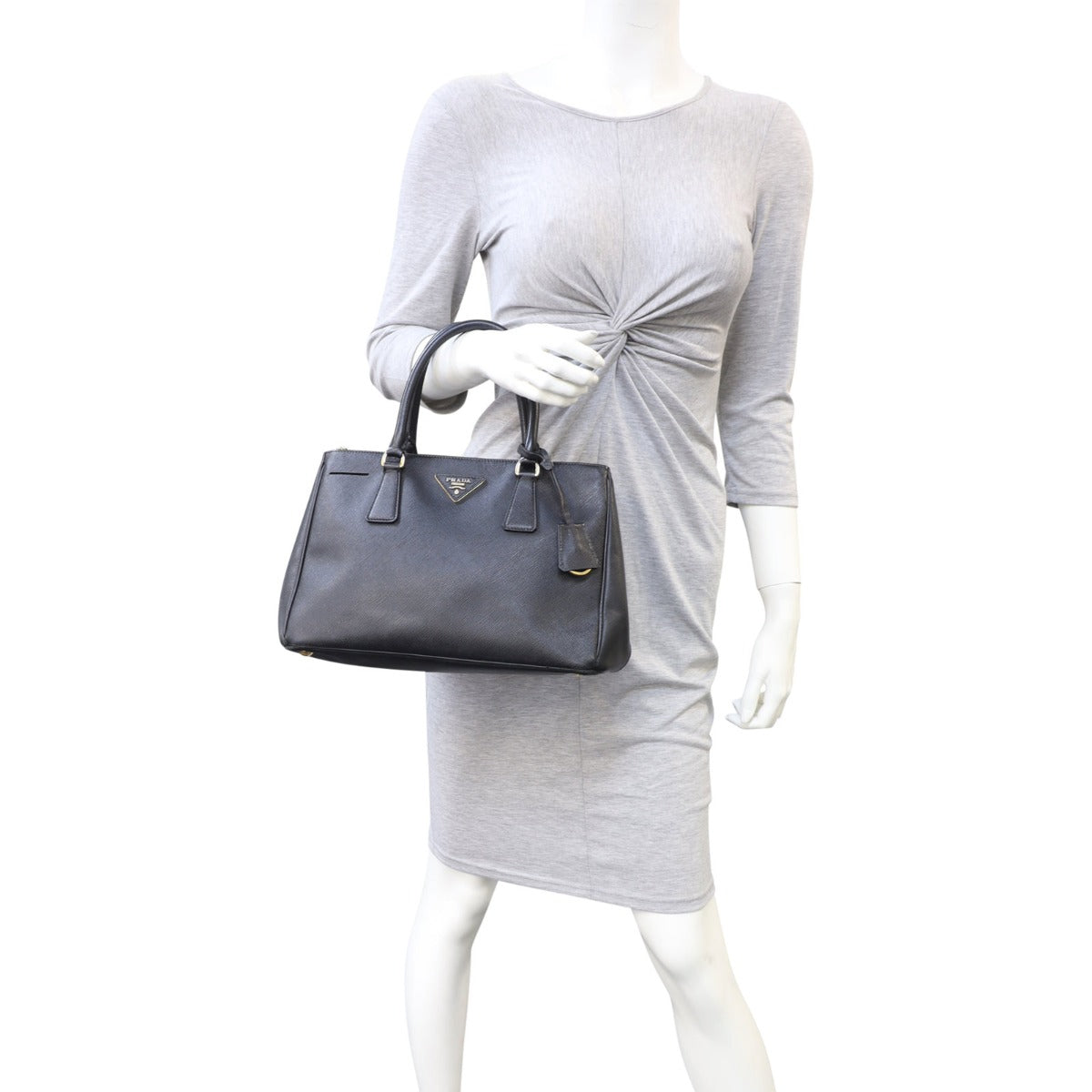 Prada Saffiano Lux Galleria Double Zip Tote Small Mannequin