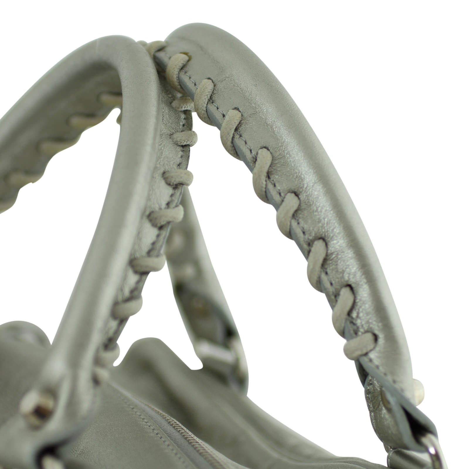 Balenciaga Metallic Leather Box Bag Silver Straps