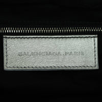 Balenciaga Metallic Leather Box Bag Silver Stamp