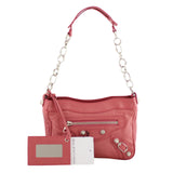 Balenciaga Agneau Giant 12 Silver Chain Shoulder Bag Front with Accessories