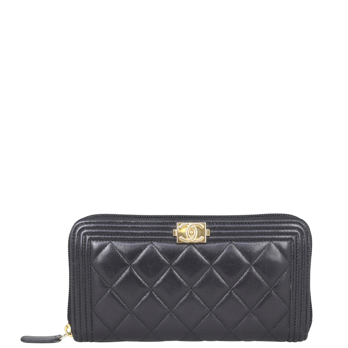 Chanel Boy Long Zipped Wallet Front
