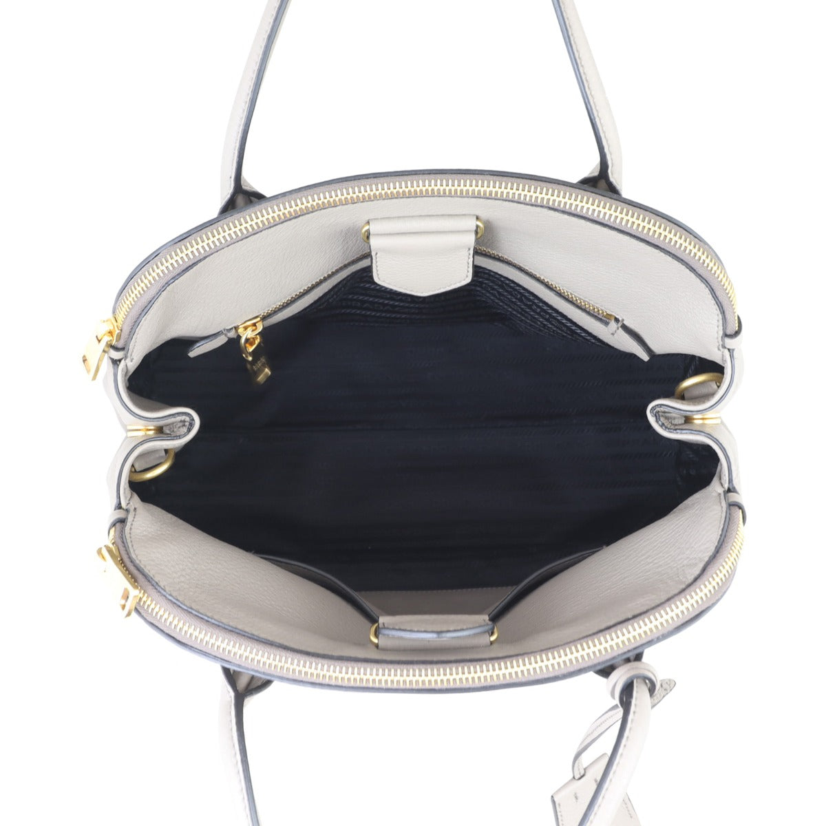 Prada Vitello Daino Double Zip Tote Whole interior
