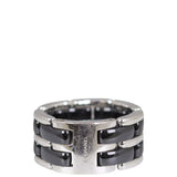Chanel Ultra Large 18k White Gold Ceramic Ring Back