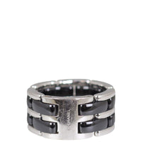 Chanel Ultra Large 18k White Gold Ceramic Ring Back